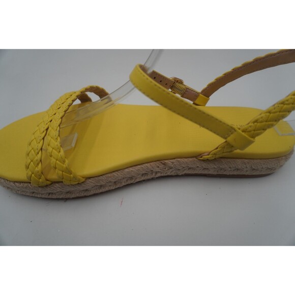 Stuart Weitzman Braided Leather Jute Sole Ankle Strap Yellow Sandals Size 7.5 - Picture 15 of 15